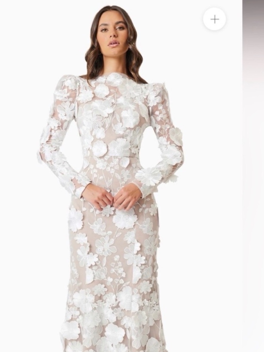 elliatt shannon white 3d floral embellished midi bridal wedding dress Size XXL - Picture 7 of 13